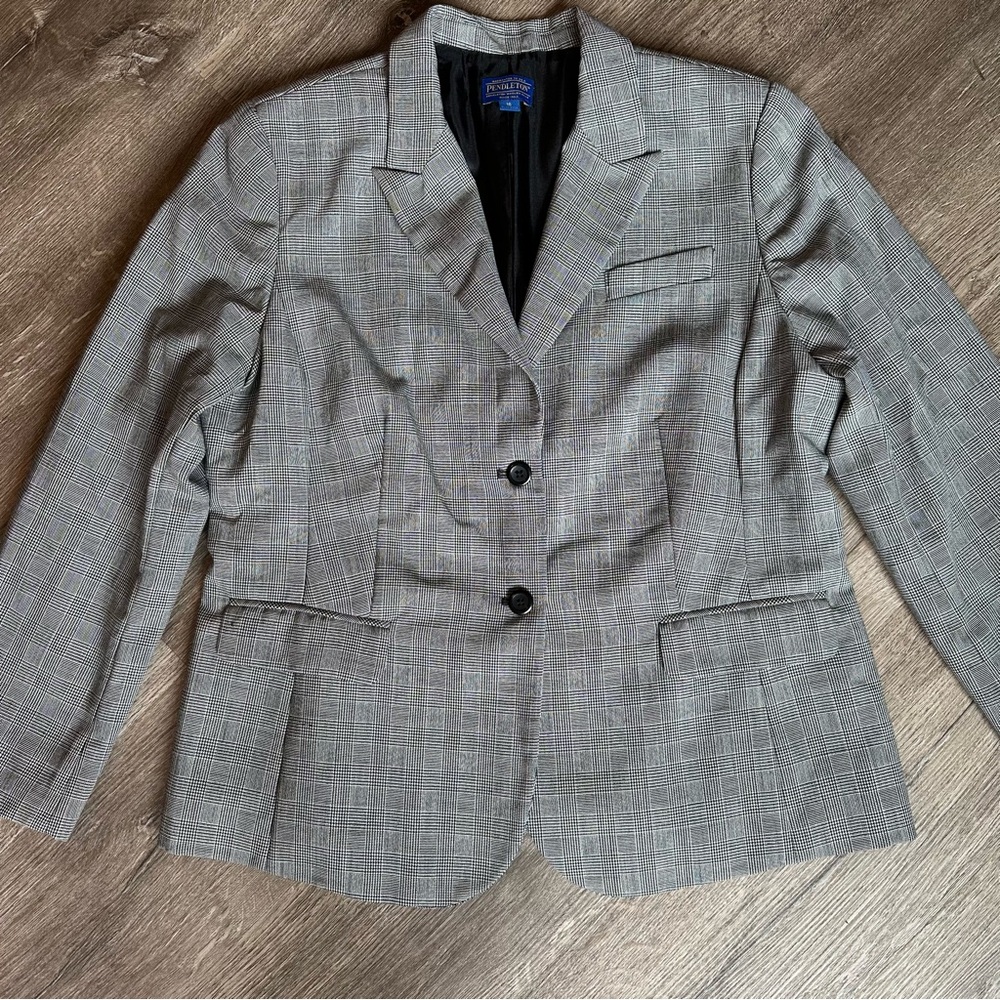 Pendleton Black & White Patterned 100% Wool Blaze… - image 2